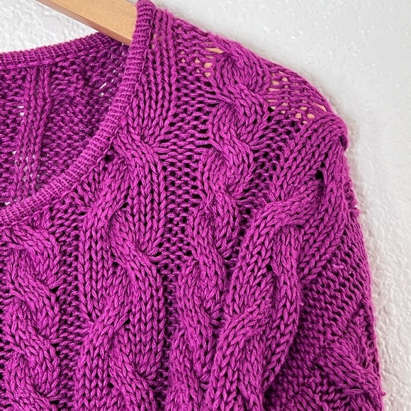 Forenza | Vintage magenta crew neck cable knit pullover sweater size med… - Picture 5 of 9